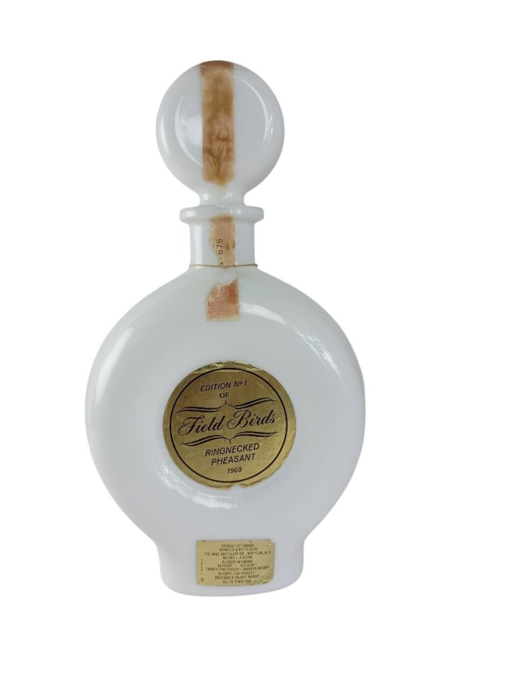 Field Birds Ringnecked Pheasant Milk Glass Decanter 1969 Empty Bottle #1 Vintage - Picture 5 of 9